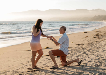 david's surprise proposal in santa monica beach